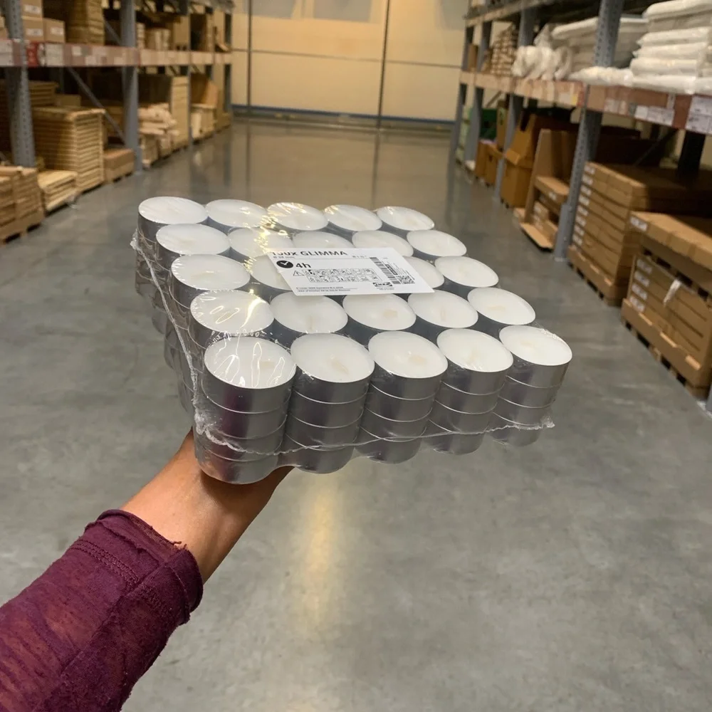 1 packs/100 individual IKEA GLIMMA Unscented tea lights date night dinner party
